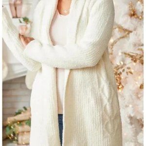 Barefoot Dreams CozyChic Cable Cardigan, Cream, XL